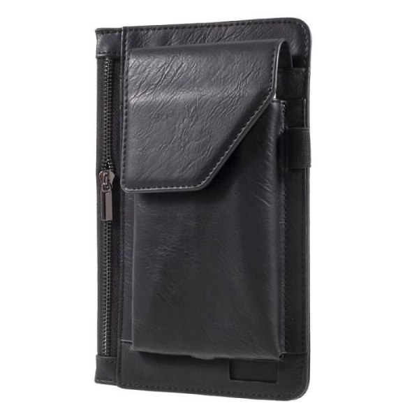 Vertikalt bälteetui - DOOGEE - Y7 PLUS - Syntetiskt läder - Fick med dragkedja - Chic design Svart jag