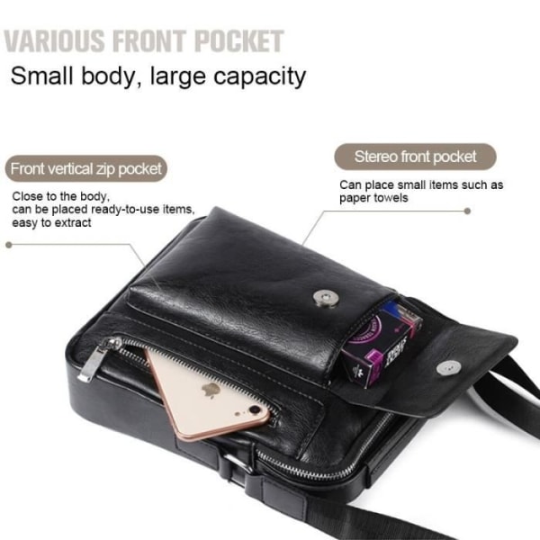 Crossbody Leather Bag compatible with Ebook, Tablet and for Huawei Honor Play 8 (2019) > Black Svart