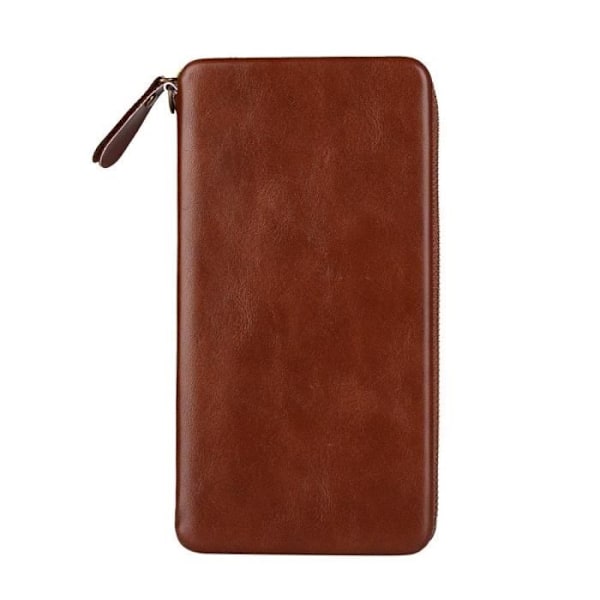 Executive Wallet Case Cover med magnetisk vedhæftning og lynlås lukning til => LEAGOO ELITE 8 > Kaffe