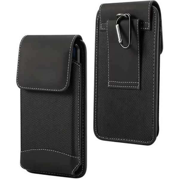 Etui för Samsung Galaxy S21 5G - DFV mobile - Vertikal Bältesfodral - Läder och Nylon - Svart - Semi-hård Svart