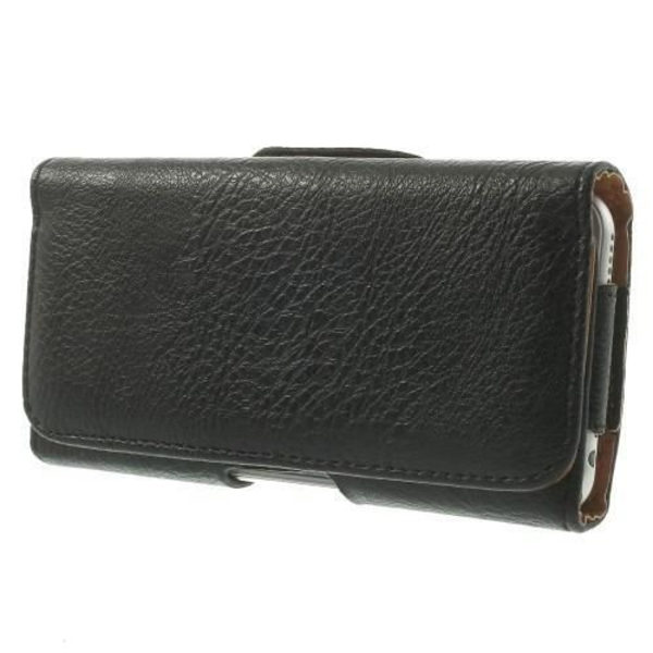 HORIZONTAL ETUI MED HÄFTKLAFF I MJUKT PU FÖR => SAMSUNG GALAXY XCOVER 4 > SVART