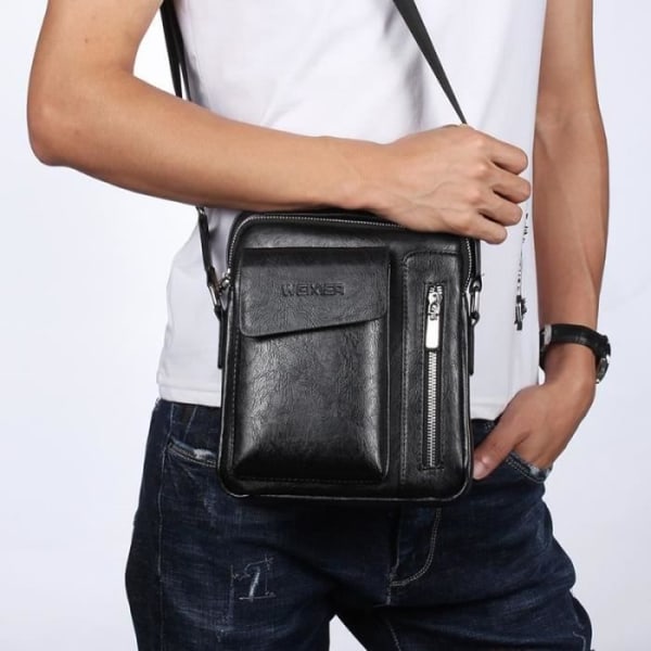 Crossbody Bag in Leather compatible with Ebook, Tablet and for HUAWEI MATE 9 > Black Svart