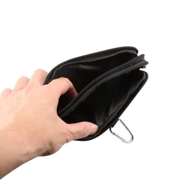 Multifunktionellt Bälte Fodral med 2 Fack med Dragkedja för WIKO VIEW 5 PLUS (2020) > Svart (17x10cm) Svart (17x10cm)
