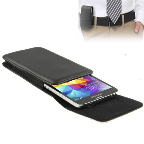 Vertikal Clip Hölster Bälte Clip i Soft PU för => Samsung Galaxy S2 Plus > Svart