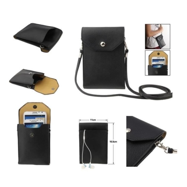 Säck Etui Hölster för Tabletter och Smartphone med Ficka i PU Mjuk Universal för => LG G Pro 2 F350 D837 > Svart