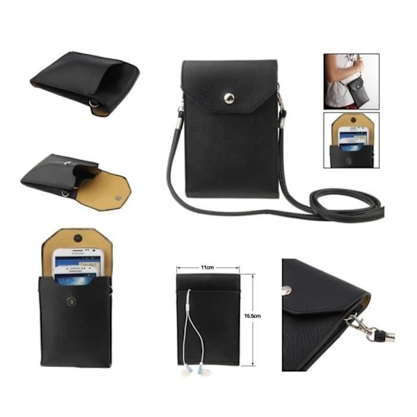 Sac Étui Housse til Tablets og Smartphone Simili-Læder Universel til => SPICE M-5900 FLO TV PRO > Sort sort
