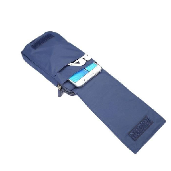 Fodral Plånbok Bälte Multifunktionell Dragkedja för Xiaomi Redmi Note 9 Pro Max (2020) > Blå XXM (18 x 10 cm) Blå XXM (18 x 10 cm)