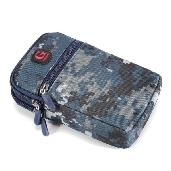 Flerfunktionsbälteshölster Army Military Naval Camouflage för FUJITSU EASY SMARTPHONE 4 F-04J > Blå (17,5 x 10 cm) Blå (17,5 x 10 cm)