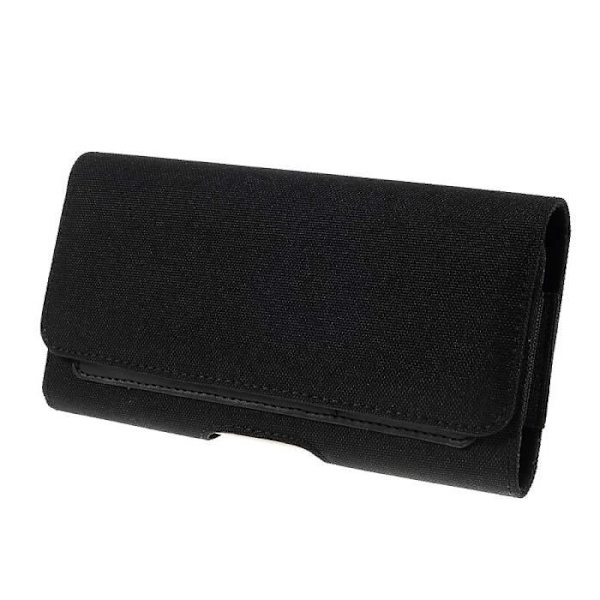 Horizontalt Etui - Telefunken - LTE Mike - Tekstil og Læder - Magnetisk Lukning - Metalclip sort