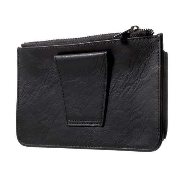 Bältesfodral - Wiko - Sunny 4 Plus - Syntetiskt läder - Svart - 15,5 x 9,0 x 1,3 cm Svart jag