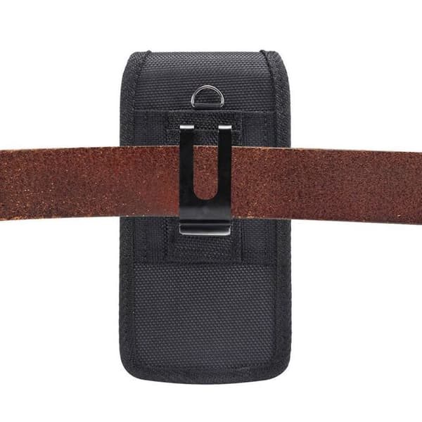 til iPhone 16e (2025) Etui Bælte Vertikalt Læder Nylon - Sort Svart