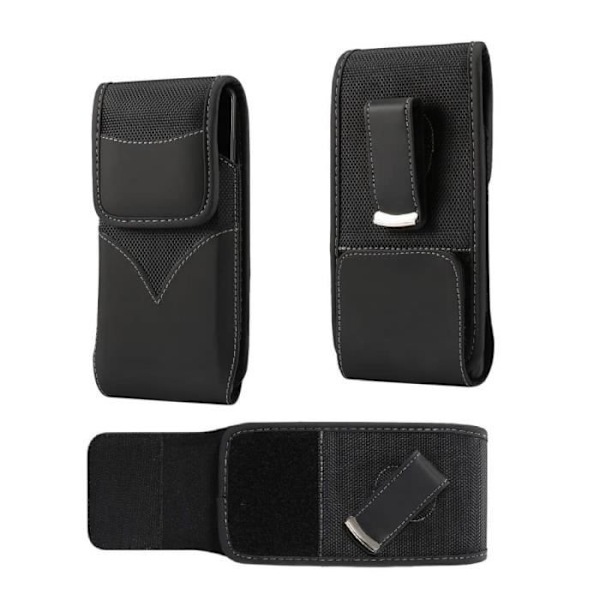 Nyt Stil Etui Housse Nylon med Rotationsbælteklip til Alcatel One Touch Idol X+ 6043D > Sort sort