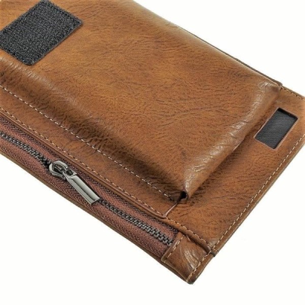 ZTE BLADE V2 LITE Vertikalt bälteshölster Smartphone-väska och invändig ficka med dragkedja &gt; Brun