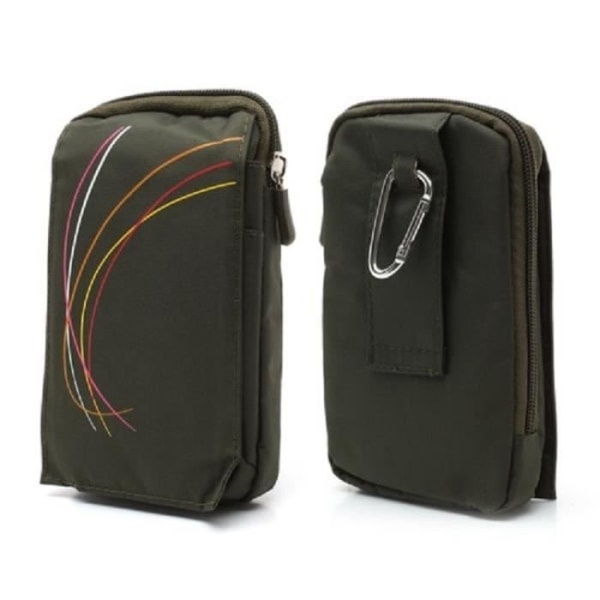 Universal Multi-purpose Case with Several Compartments Zipper Closure and a Carabiner for => CELKON A99+ > GREEN (16 x 9.5) GRÖN (16 x 9,5 cm)