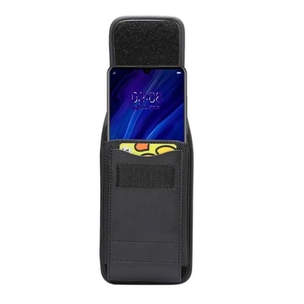 Taske til Motorola Moto E5 Play bæltecover med kortholder læder og nylon lodret - sort sort