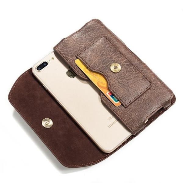 Nytt design bälteklipp i läder med hörlursfack för HUAWEI ASCEND G520 > Brun kastanj jag