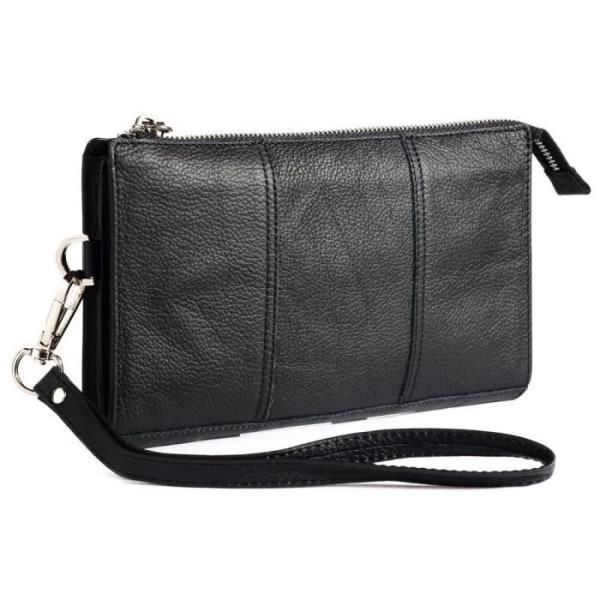 Etui Taske - Karbonn - Aura Sleek 4G - Ægte Læder - Multifunktionel - Sort Svart