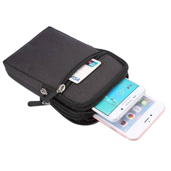 Multifunktionellt fodral - XIAOMI - MI NOTE 10 LITE - Nylon - Dragkedja - Svart (17 x 10.5 cm) Svart (17 x 10,5 cm)