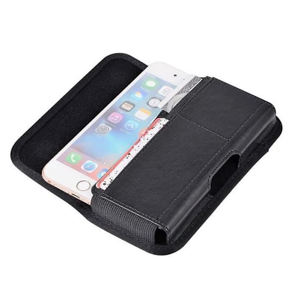Etui Holster Bælte med Metal Klamme Vandret med Tekstil- og Læderkortlomme til CUBOT X18 PLUS (2018) > Sort sort