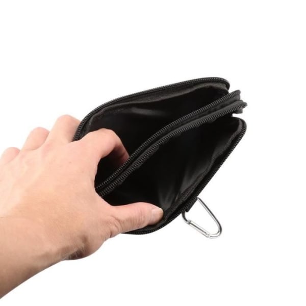 Multifunktionellt bältesfodral med 2 dragkedjor för APPLE IPHONE 8 PLUS [5,5"] > Svart (17 x 10 x 2 cm) Svart (17 x 10 x 2 cm)