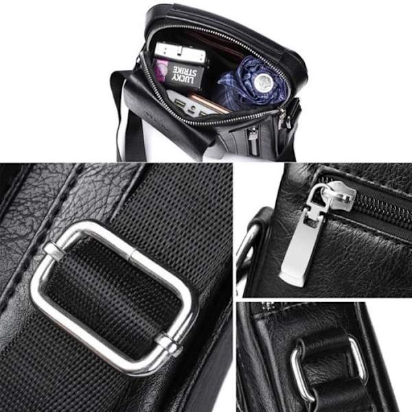 Crossbody tas i læder kompatibel med e-bog, tablet og til ALCATEL ONE TOUCH POP D3 4035 (2014) > Sort Svart
