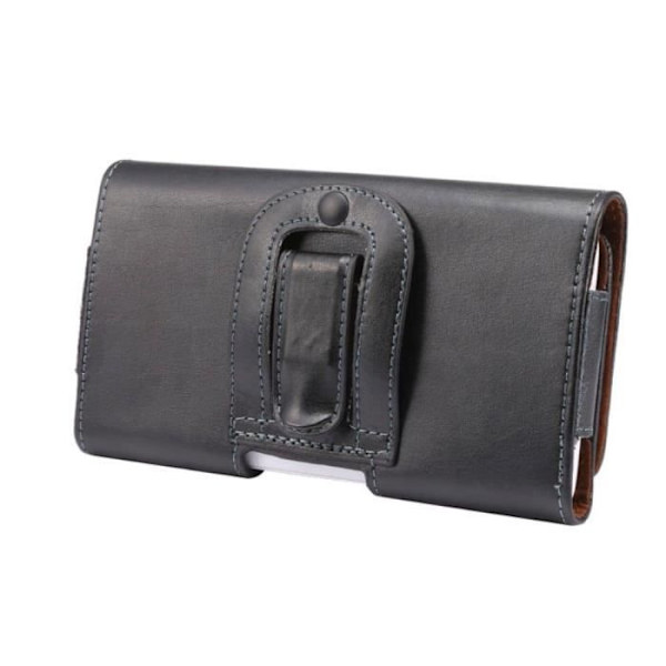 Ægte Læder Etui - Qihoo - N6 Lite 1713-A01 - Sort - Bælteklips Cover - Stift sort