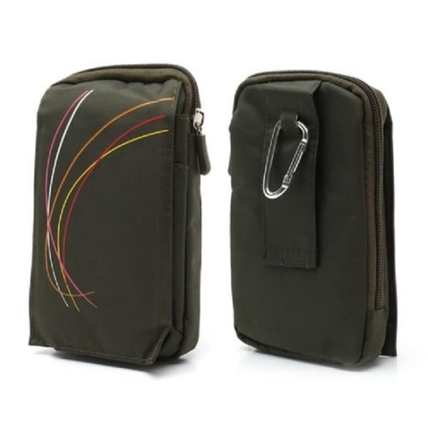 Universellt flerfunktionsfodral Flera dragkedjeförsedda fack och en karbinhake för => CATERPILLAR CAT S41 DUAL GRÖN (16 x 9,5 cm)