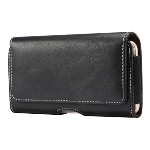 Læder Etui HORIZONTAL - LG - LMX130IM W10 - Sort - Bælteklips - Magnetisk Lukning Svart jag