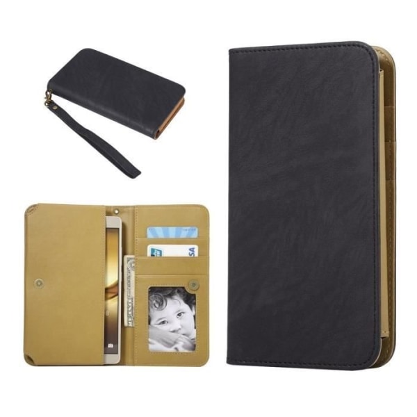 Tvåfärgad plånbok med korthållare och magnetisk stängning för ZTE AXON 10 PRO 5G (2019) &gt; Svart