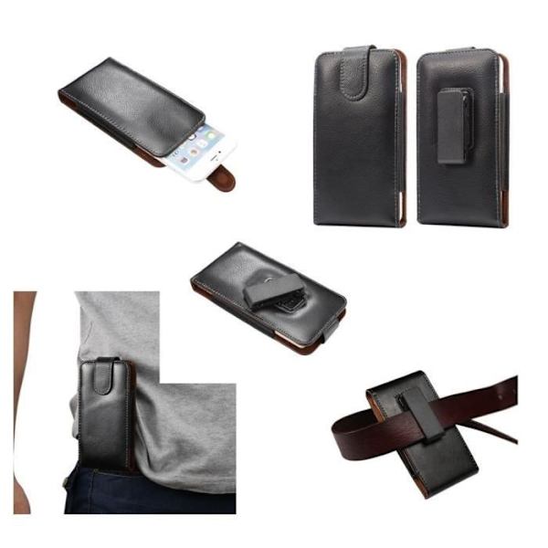 Housse Clip Ceinture Rotativ 360 Etui i Ægte Læder til => DOOPRO C1 PRO > Sort sort
