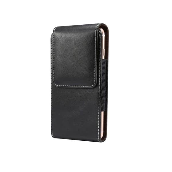 til SAMSUNG GALAXY QUANTUM4 (2023) Vertikalt læderetui med bæltesløjfe - Sort Svart