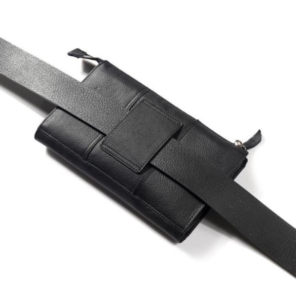 Etui Handväska - Wiko - View 2 Pro - Äkta Läder - Multifunktionell - Svart Svart