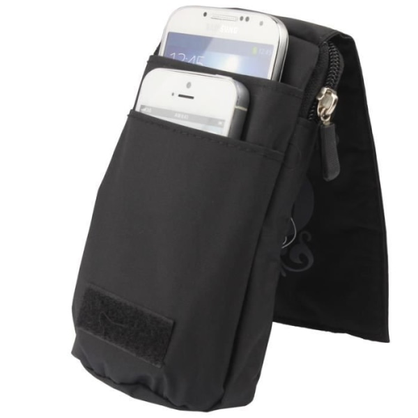 Universell flerfunktionsfodral Flera dragkedjeförsedda fack och en karbinhake för => SAMSUNG GALAXY CORE MAX > Svart (16 x 9,5 cm)