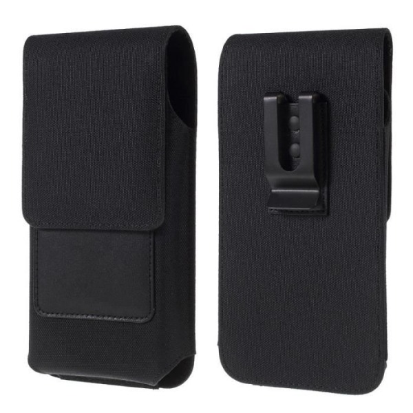 Vertikal Etui Clip Metal Bælte Klips i Tekstil og Læder med Kortholder til Sigma Mobile X-style S5501 (2019) > Sort Svart
