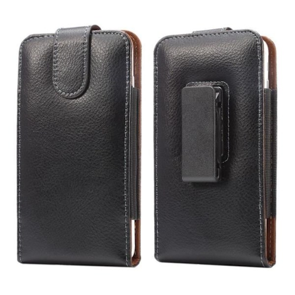 Housse Clip Ceinture Rotativ 360 Etui i Ægte Læder Authentisk til => ALCATEL A7 XL > Sort sort