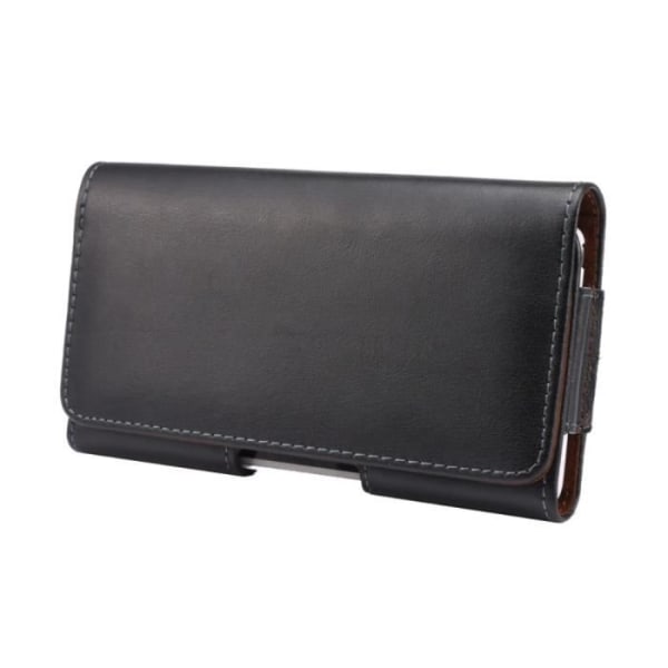 Horizontalt Etui Clip Bälte Klämma i Äkta Läder för => SHARP AQUOS ZETA SH-01G > Svart Svart