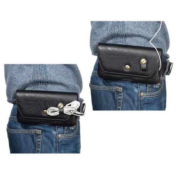 Mobilfodral - BLU - LIFE ONE X3 - Läder - Svart - Med hörlursfack Svart jag