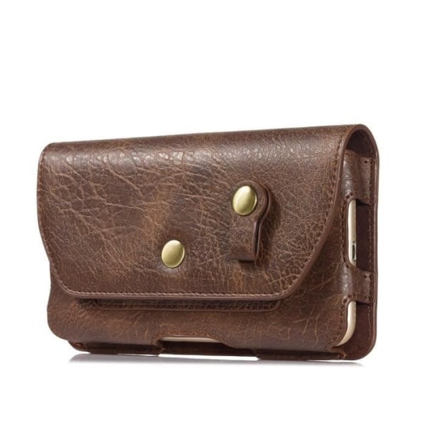 Ny design horisontell bälteclip i läder med hörlursfack för THL W100S > Brun kastanj jag