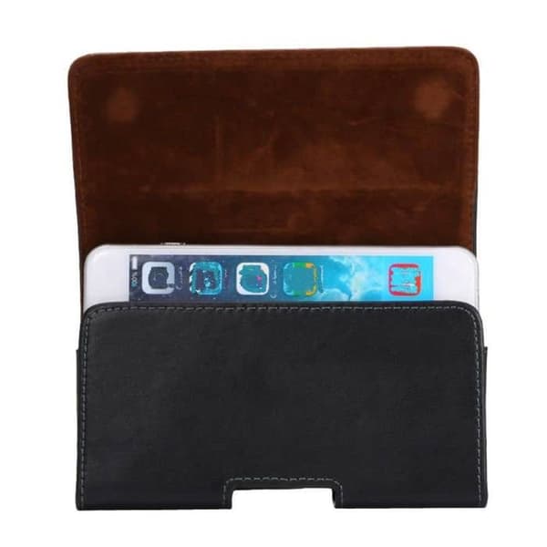 til Realme C85 Pro (2025) Etui i Ægte Læder med Horisontal Klips - Sort Svart