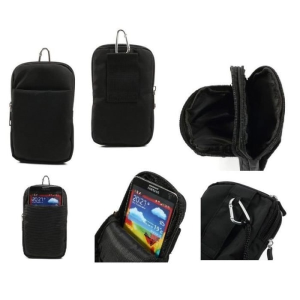 Etui Housse Multiusages Universell Flera Fack Dragkedja och en Karbinhake för => PANASONIC P55 MAX > SVART XL SVART XL (16,5 X 10 cm)