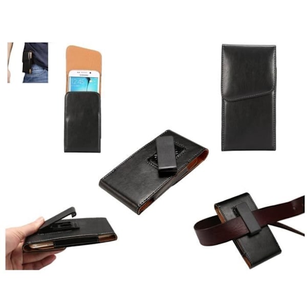 Housse Exécutive Clip Ceinture Rotativ 360 Fodral i Syntetiskt Läder för => ALCATEL ONE TOUCH IDOL S OT-6034R > Svart Svart