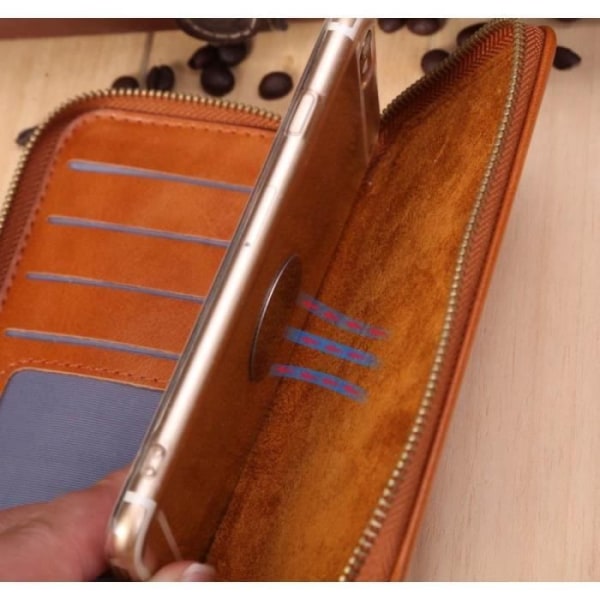 Executive Wallet Case with Magnetic Attachment and Zip Closure for => MOTOROLA MOTO Z2 PLAY DUAL > Black