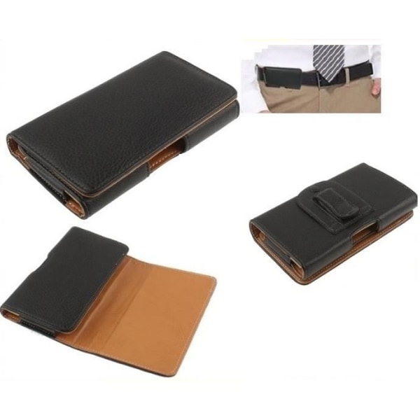 Horisontell Fodral Clipbältespinc i Syntetläder för => SHARP AQUOS-COMPACT SH-02H > Svart Svart