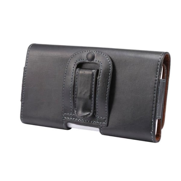 Ægte Læder Etui - TCL - 10L T770B - Sælges Clip - Horisontal Etui - Sort sort