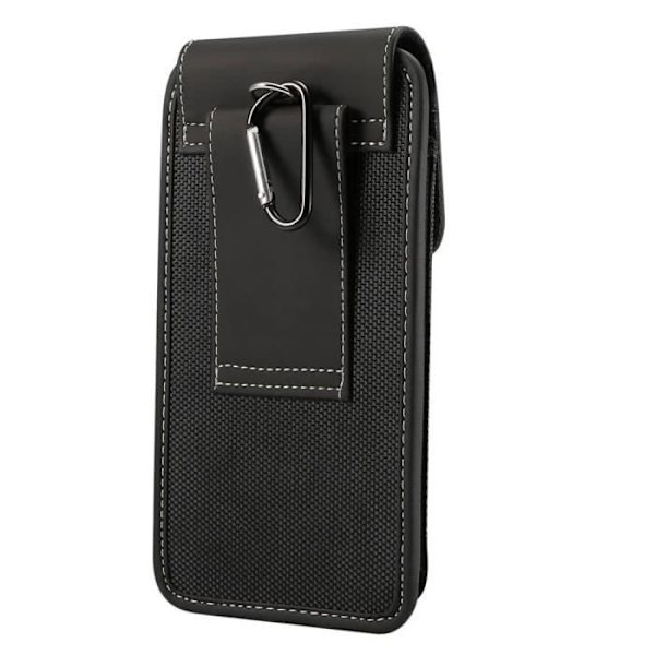 Smartphone etui - OALE - X4 (2020) - Læder og Nylon - Vertikal bælteetui - Sort sort
