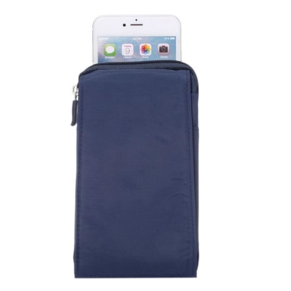 Universal Multi-use Fodral med Flera Fack Dragkedja och en Karbinhake för => LEAGOO ALFA 1 > Blå XXM (18 x Blå XXM (18 x 10 cm)