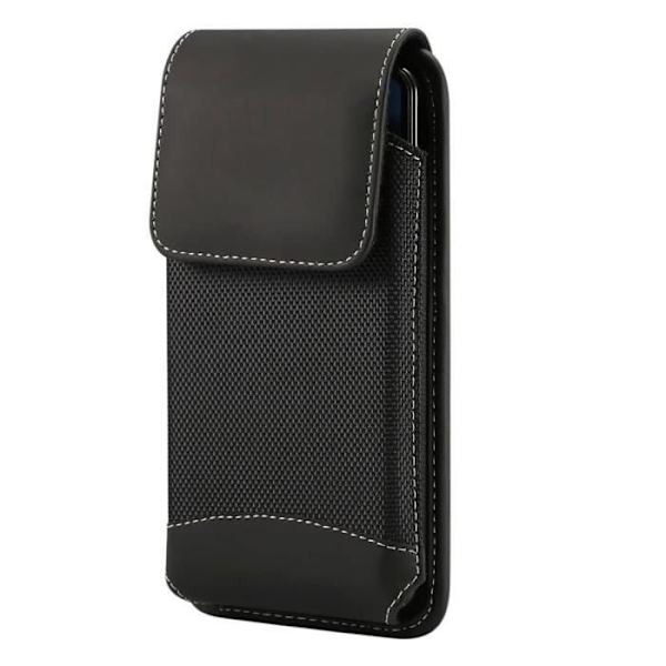 Smartphone etui - OALE - X4 (2020) - Læder og Nylon - Vertikal bælteetui - Sort sort