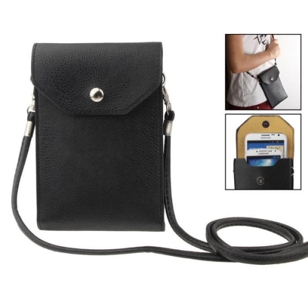 Sac Étui Housse för Tabletter och Smartphone med Ficka i Sittande PU Universal för => Kazam Trooper X5.0 - X 5,0" > Svart