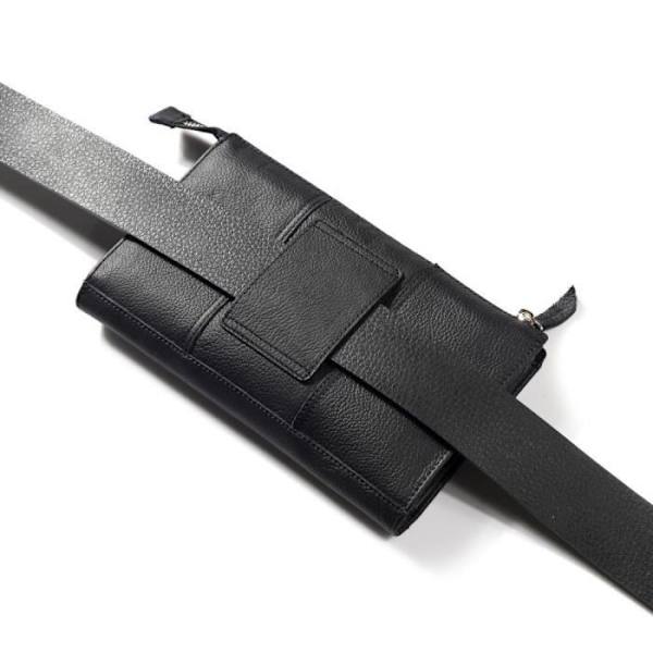 Etui til Håndtaske - Eksklusiv - Huawei Ascend G526 - Ægte Læder - Multifunktionel - Sort Svart