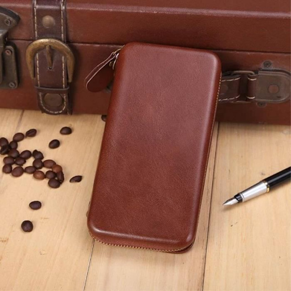 Étui Wallet Cover - PHILIPS - XENIUM W336 - PU Læder - Magnetisk Fastgørelse - Lynlås Kaffe